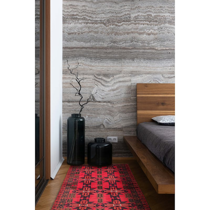 ECARPETGALLERY Hand-knotted Teimani Red Wool Rug - 3'7 x 6'11