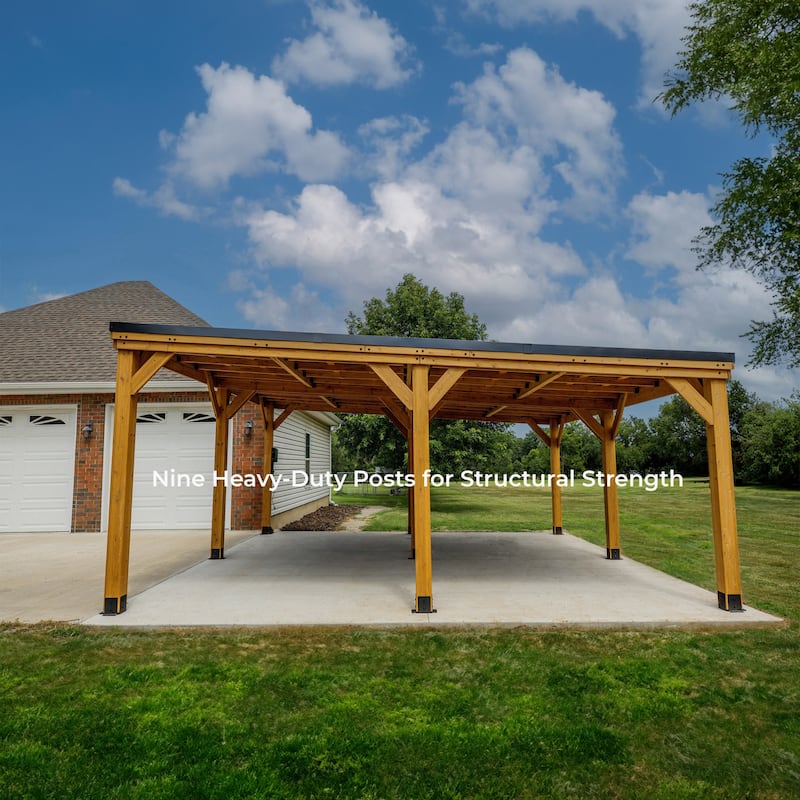 Backyard Discovery Kingsport 20x20' Cedar Wood Carport with Steel Roof