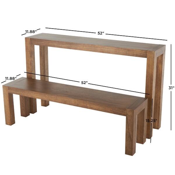 Brown Wood Console Table with Bench (Set of 2) - Bed Bath & Beyond ...
