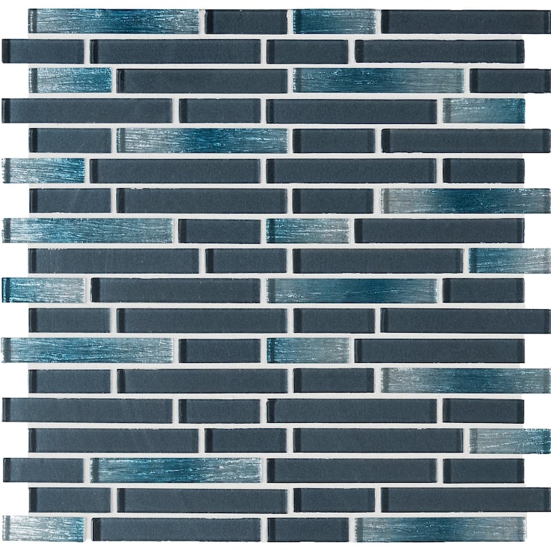 Ackland AKM-G-12X12IL-CA 12" x 12" Glass and Marble and Metal and - Blue Mirage