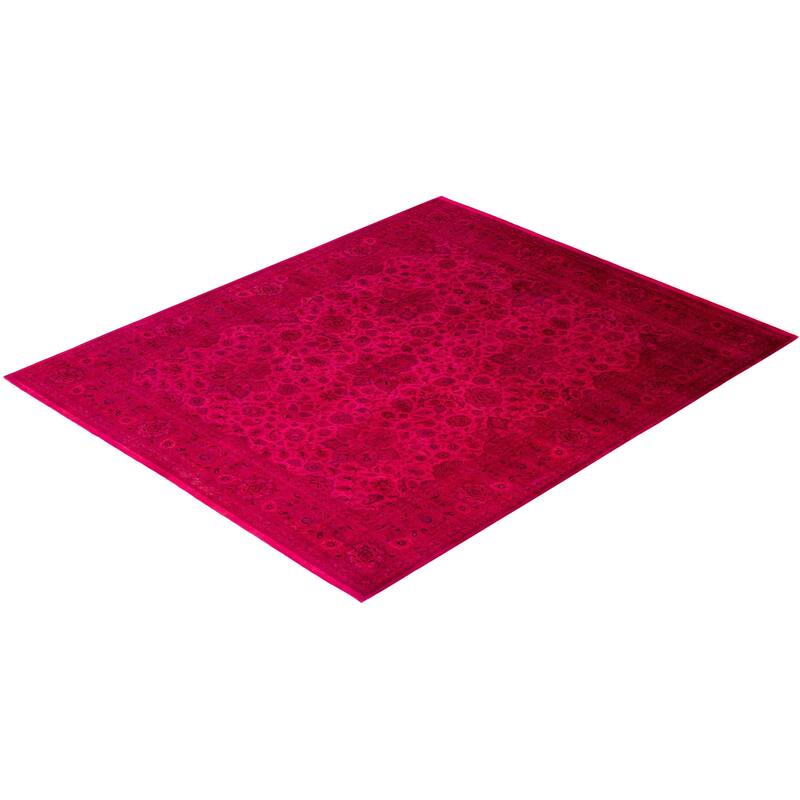 Overton Hand Knotted Wool Vintage Inspired Modern Contemporary Overdyed Pink Area Rug - 8' 2" x 9' 10"