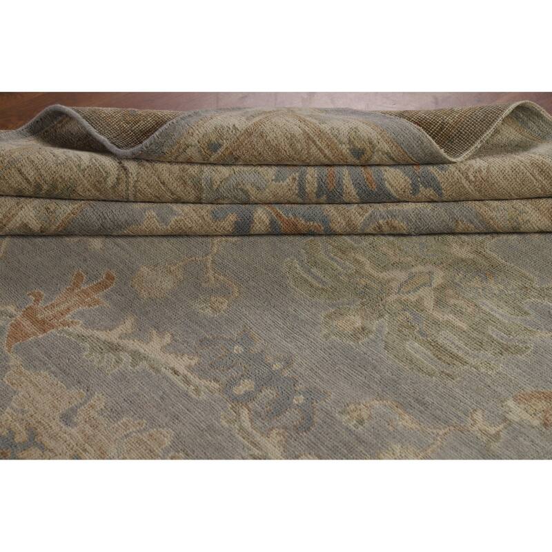 Hand Knotted Oriental 100% Wool Carpet Transitional All-Over Greys & Charcoal Oushak Area Rug - 11' 9'' X 9' 2''