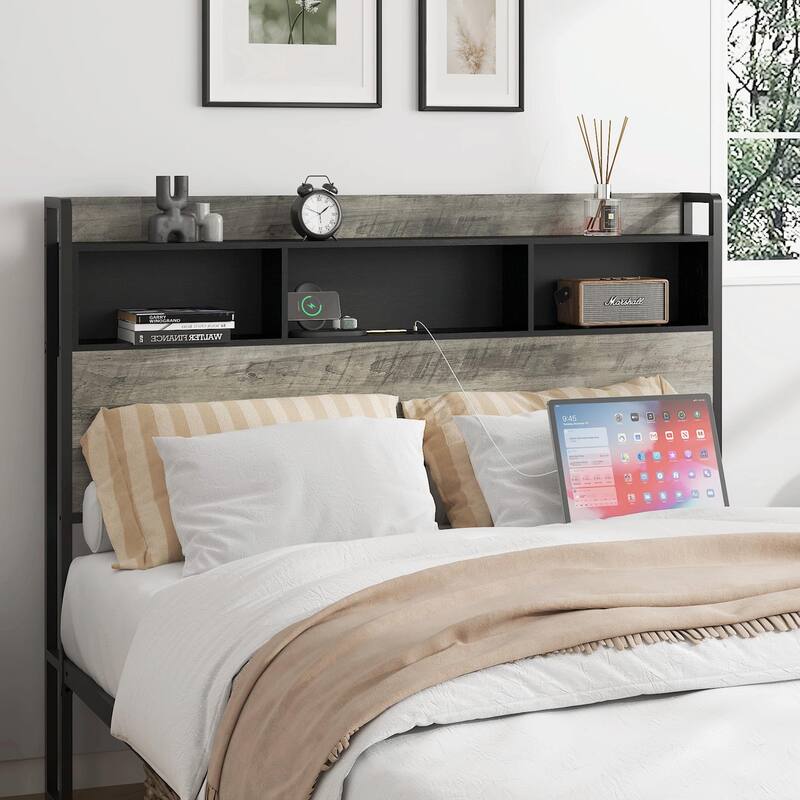 Platform Bed Frame with Storage & USB Ports, No Box Spring Needed