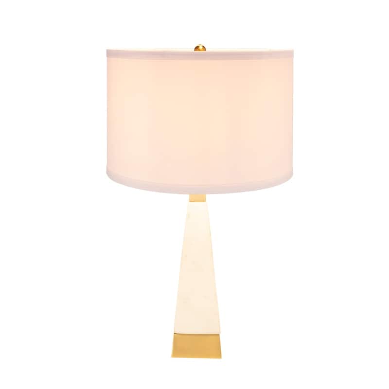 D15x26" White and Gold Thin Pyramid Table Lamp with Drum Shade