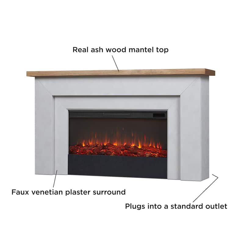 Malie Electric Fireplace Mantel in Venetian Gray by Real Flame