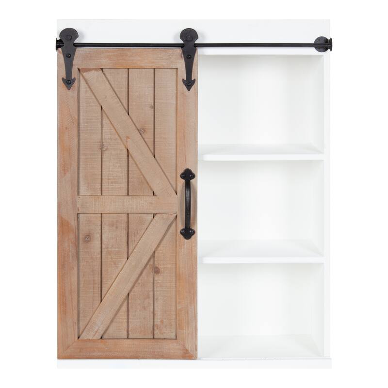 Kate and Laurel Cates Decorative Wood Cabinet with Sliding Barn Door - 22x28