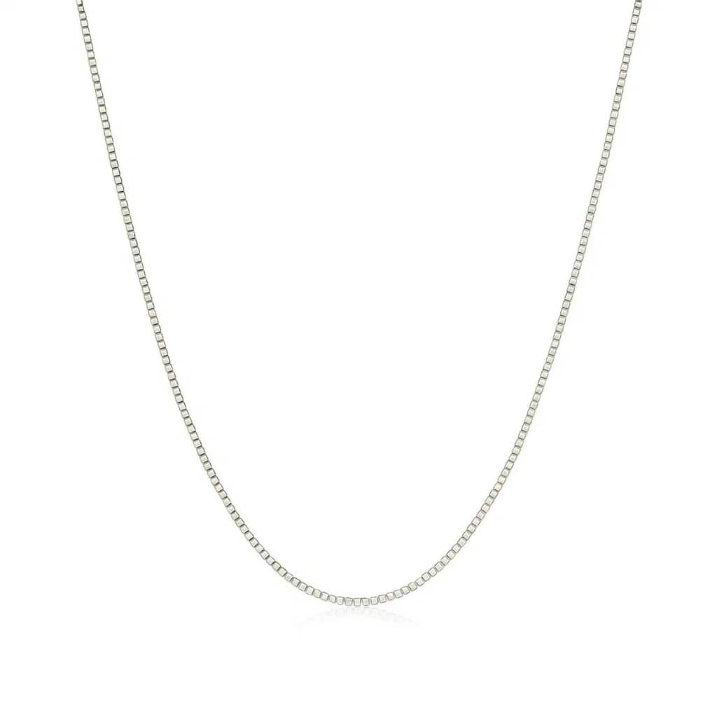 MayaMila 14k White Gold Classic Box Chain 0.6mm