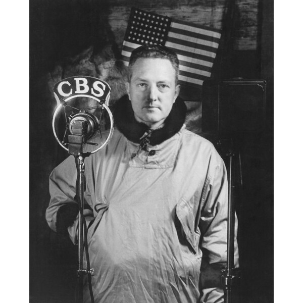 Admiral Richard E Byrd At The Cbs Radio Microphone At Little America