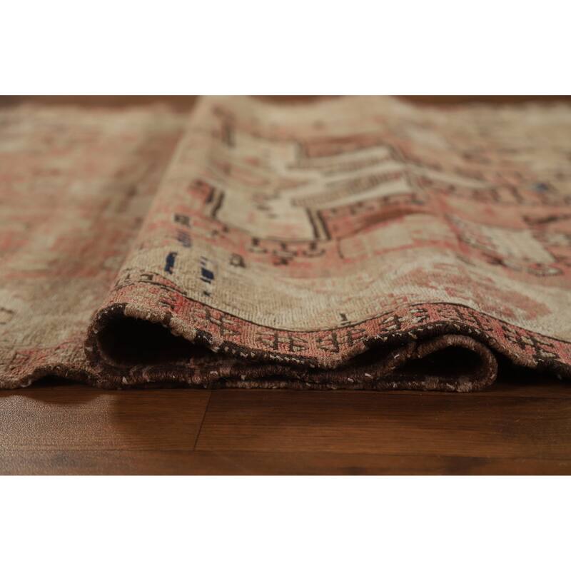 Hand Woven Oriental 100% Wool Carpet Traditional Tribal Pink Sumak Runner Rug - 10' 2'' X 3' 9''