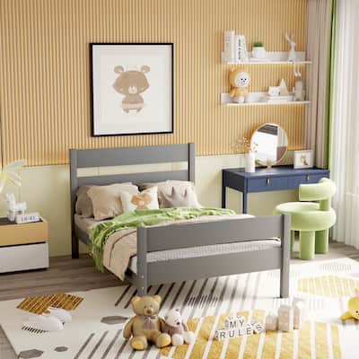 Modern Platform Bed with Headboard and Footboard