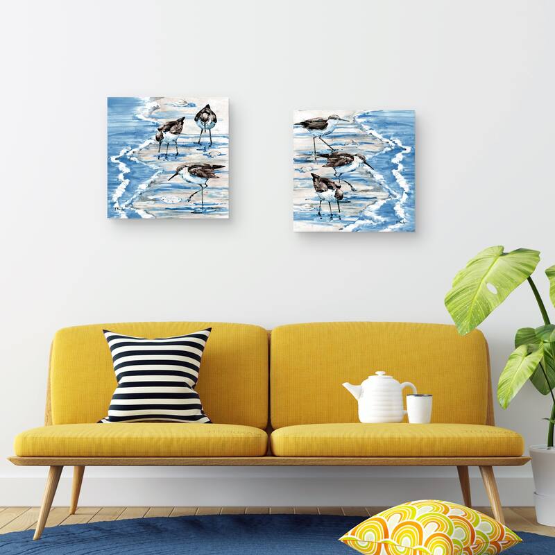 Rockhampton Sandpipers I Light, Rockhampton Sandpipers II Light by Paul Brent Canvas Art Prints