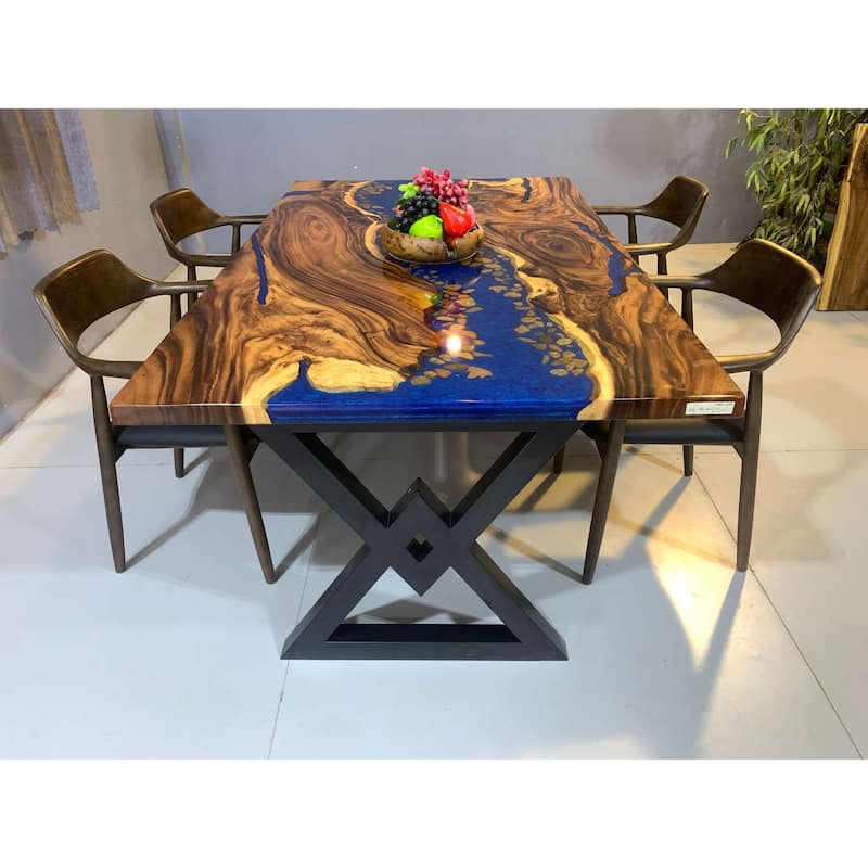 Blue Lagoon 118" Epoxy Dining Table - Style 3