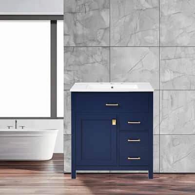 Compact 30" Bathroom Vanity with Ceramic Sink, Ample Storage, Soft-Close Features for Small Spaces