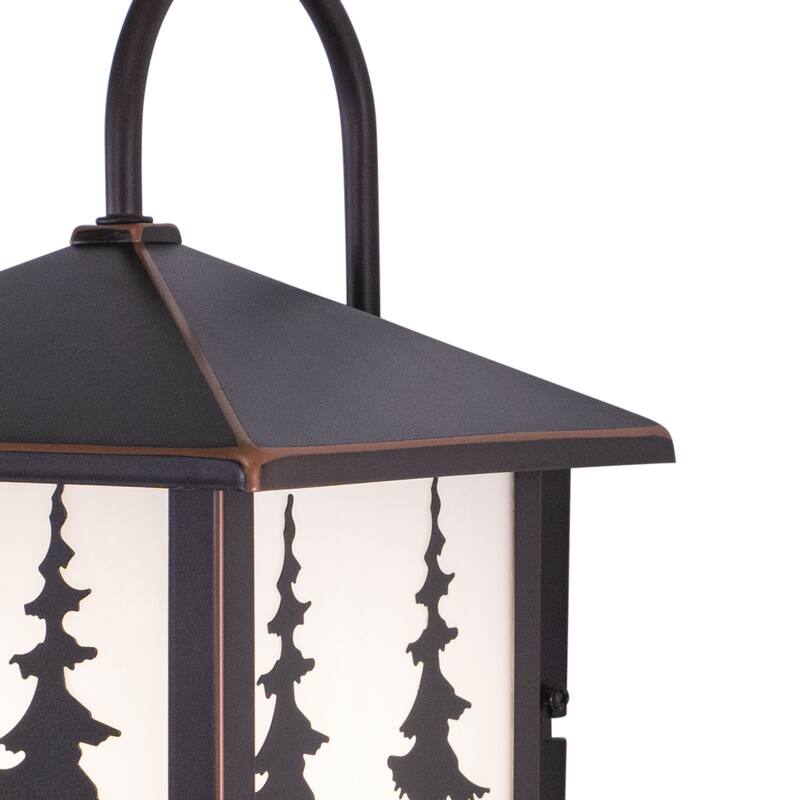 Yosemite 1 Light Bronze Rustic Tree Outdoor Wall Lantern White Glass - 8-in W x 12.5-in H x 9-in D