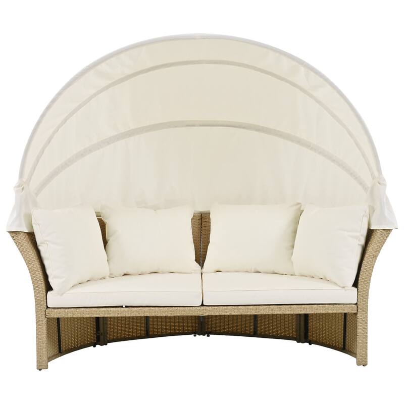 Outdoor Patio Daybed Wicker Rattan Double Daybed