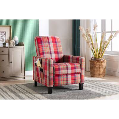Cloth Upholstered Recline Chair with Adjust Backrest and Side pockets