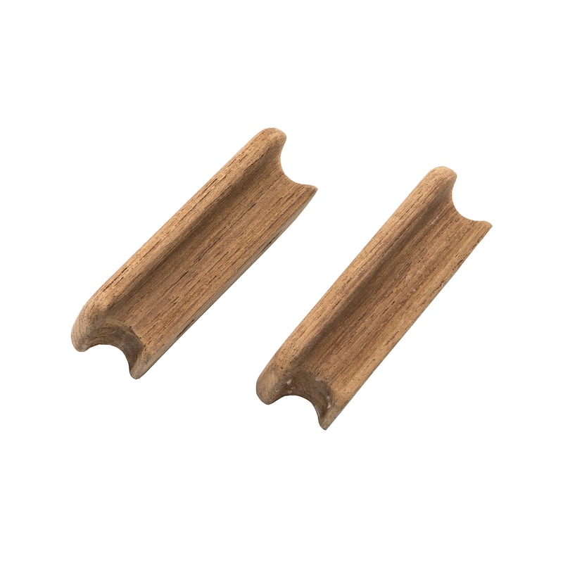 HomeRoots Set of Two Brown Teak Wood Drawer Pull Knobs - 2.75 in. x 0.75 in. x 2.75 in.