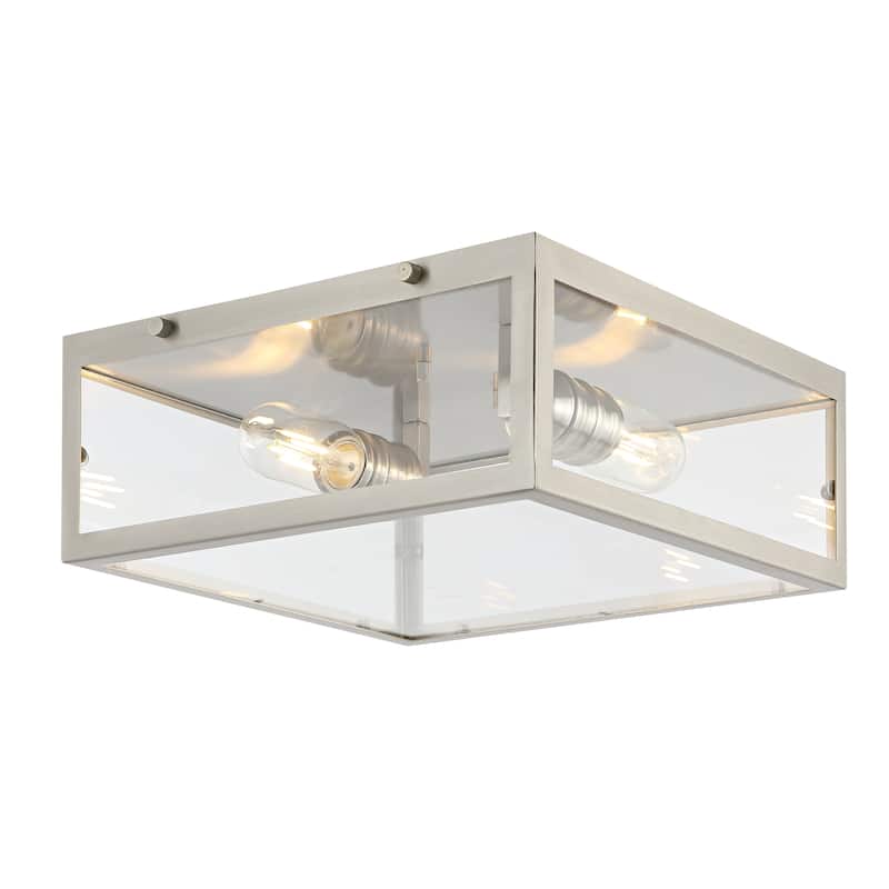 Alma 12" Metal/Glass LED Flush Mount, by JONATHAN Y