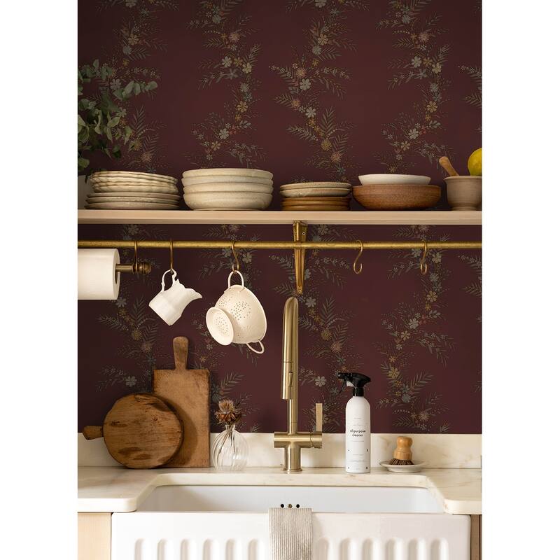 Posy Cranberry Peel and Stick Wallpaper