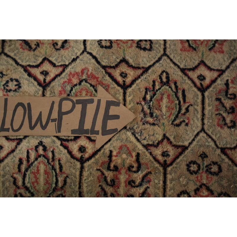 Hand Knotted Oriental 100% Wool Carpet Traditional Geometric Brown Agra Area Rug - 9' 8'' X 6' 8''