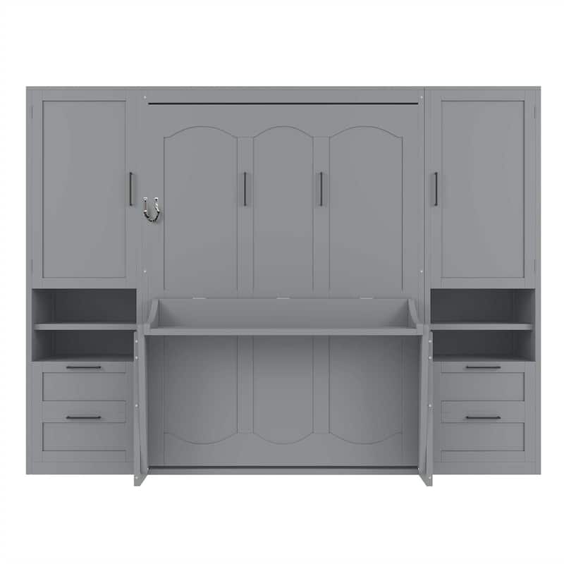Full Size Murphy Bed Wall Bed with Closet ,Drawers and Shelves