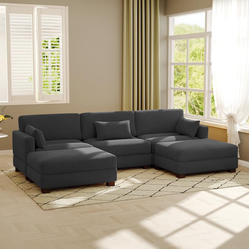 Modern U-shaped Modular Corduroy Sectional Sofa