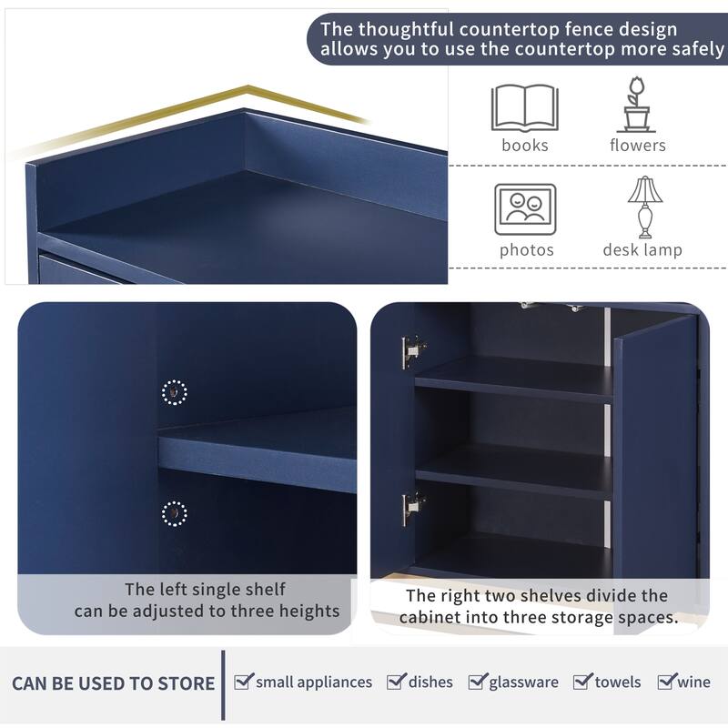 Sideboard Cabinet with 4 Doors, Buffet Cabinet with Adjustable Shelves, Kitchen Storage Cabinet with Metal Legs