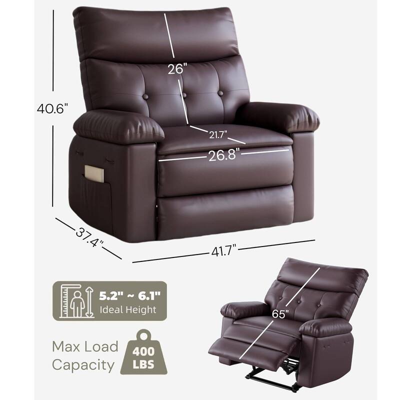 Extra Wide Manual Recliner Sofa Lazy Chair for Living Room, Bedroom