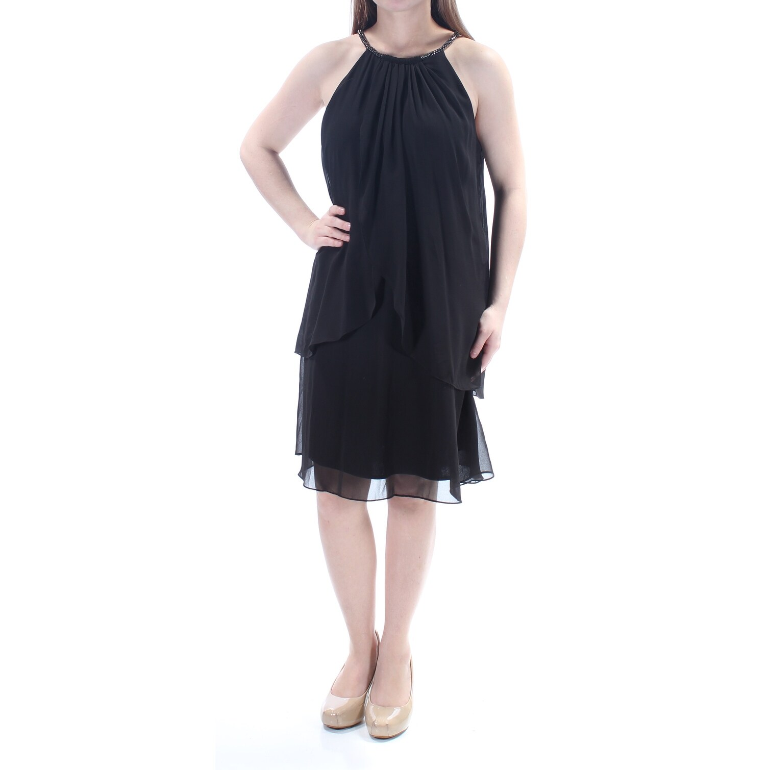 Shop Womens Black Sleeveless Below The Knee Dress Size 10