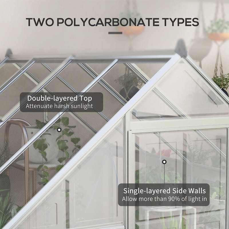 6' x 8' Greenhouse Walk-in Green House, Silver