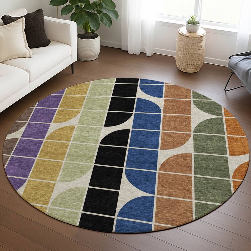 Machine Washable Indoor/ Outdoor Modern Finch Chantille Rug