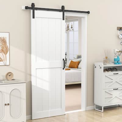 30''/36''/48'' x 84'' Manufactured Wood PVC Paneled Barn Door with Installation