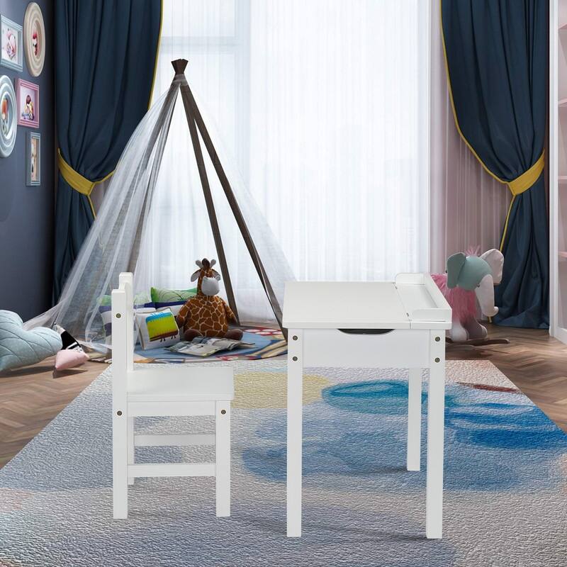 23 In. Wood Kids Activity Table Set With Flip Top And Storage Space - N/A