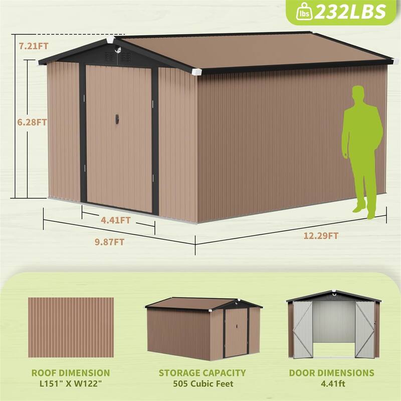 Metal Garden Sheds 10FTx12FT Outdoor Storage Shed