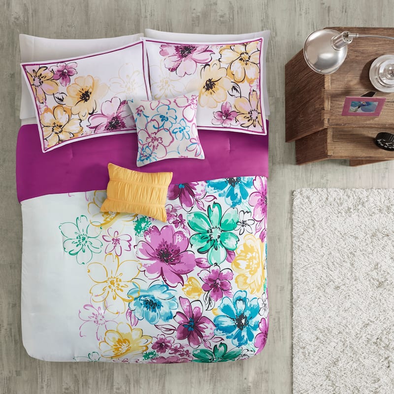 Ashley Floral Microfiber Comforter Set by Intelligent Design