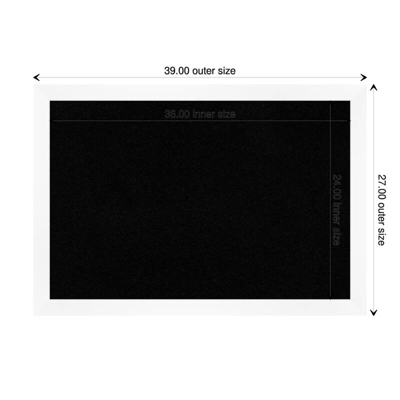 Cabinet White Narrow Framed Black Corkboard Bulletin Board - Board Size 36x24