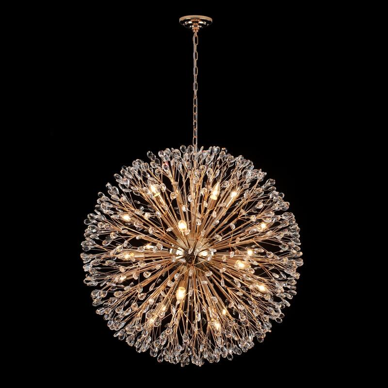 Modern Sputnik Large Starburst Crystal Firework Chandelier fot High Ceiling - W35.43"