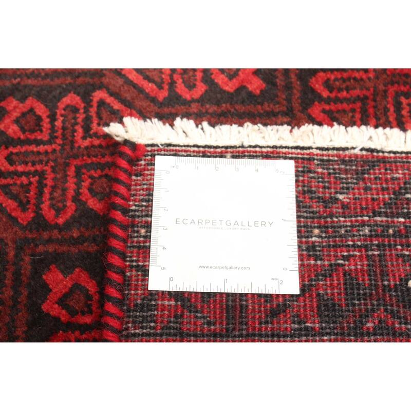 ECARPETGALLERY Hand-knotted Baluch Dark Brown Wool Rug - 2'1 x 6'3