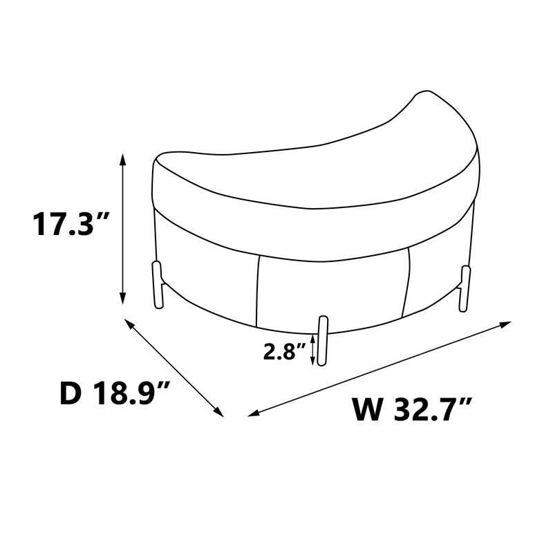 32.7" W Sherpa Upholstered Half Crescent Moon Storage Bench Large Ottoman With Tray Serve As Side Table Soft Padded Seat