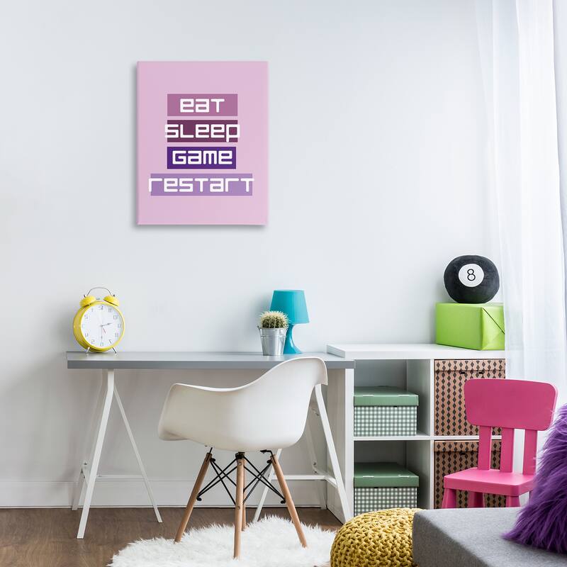 Stupell Eat Sleep Game Restart Canvas Wall Art Design By Yass Naffas Designs