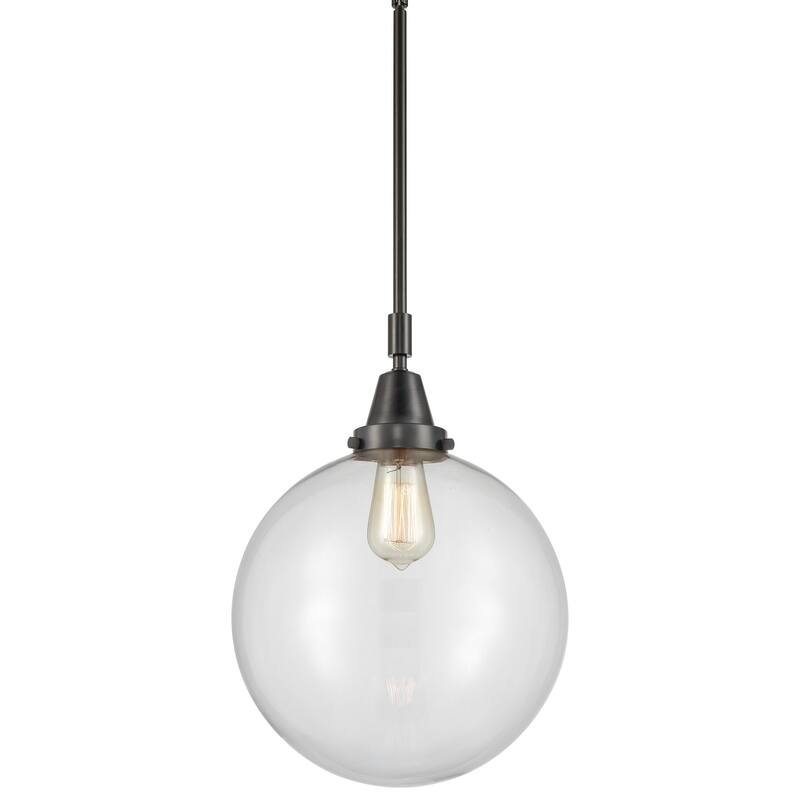 Innovations Lighting 447-1S-16-12 Beacon Pendant Beacon 12" Wide - Matte Black / Clear