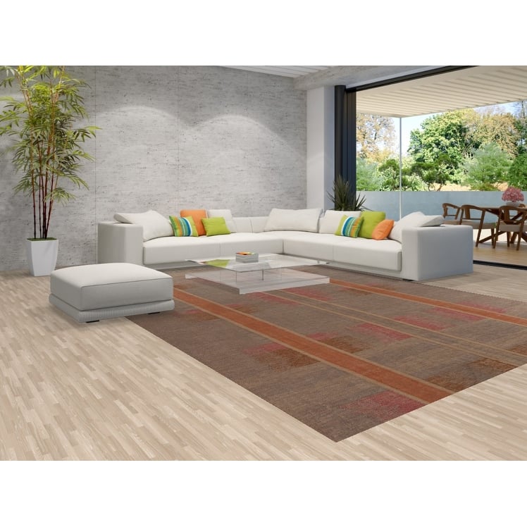 Hand Woven Oriental 100% Jute Carpet Southwestern Modern Brown Kilim Area Rug - 13' 8'' X 10' 3''