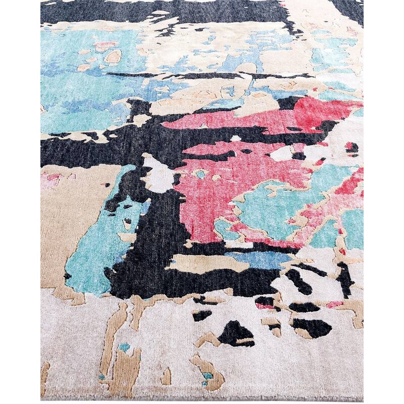 Modern One-of-a-Kind Hand-Knotted Area Rug - Brown, 8' 0" x 9' 10" - 8' 0" x 9' 10"