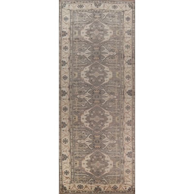 Gray Oushak Indian Runner Rug Hand-Knotted Wool Carpet - 6'0" x 18'0"