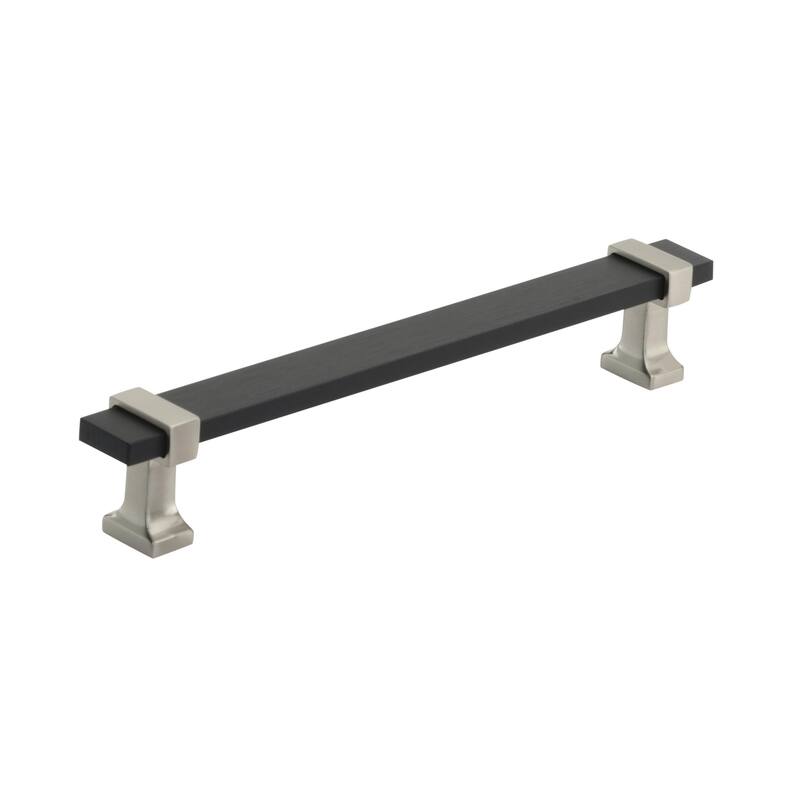 Amerock Overton Cabinet or Furniture Pull - 6-5/16 in (160 mm) Center-to-Center - Brushed Matte Black/Satin Nickel
