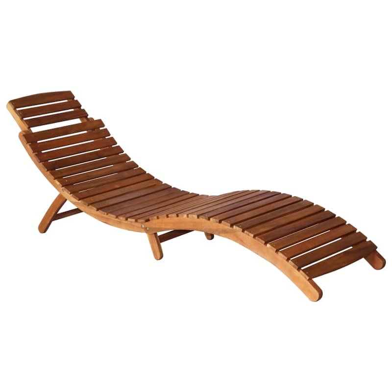 vidaXL Patio Sun Lounger with Cushion Solid Acacia Wood - 72.4" x 21.7" x 25.2"