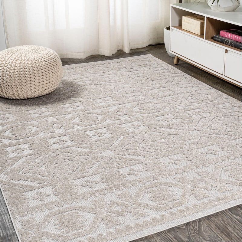 JONATHAN Y Jordan High-Low Pile Mediterranean Tile Indoor/Outdoor Area Rug