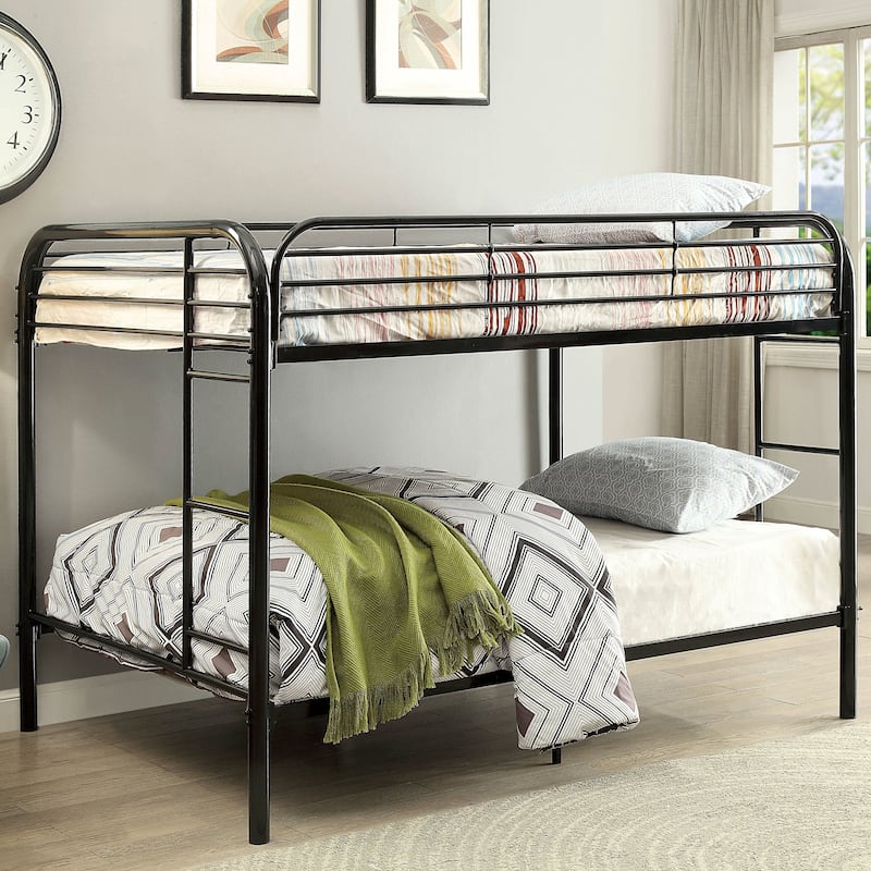 Loo Contemporary Full over Full Metal Bunk Bed by Furniture of America - Black