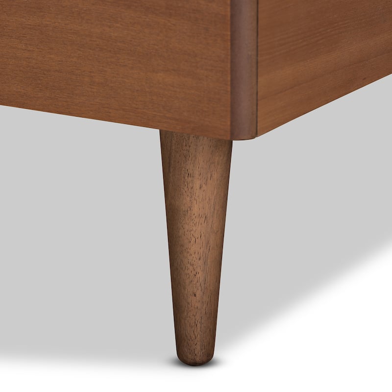 Hiro Mid-Century Modern Walnut Finished Wood Twin Size Platform Bed