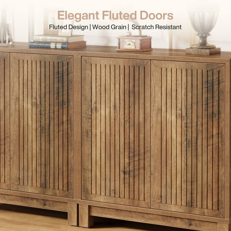 Wood Sideboard Buffet Cabinet, Coffee Bar Media TV Console Storage Cabinet for Living Room Dining Room Hallway